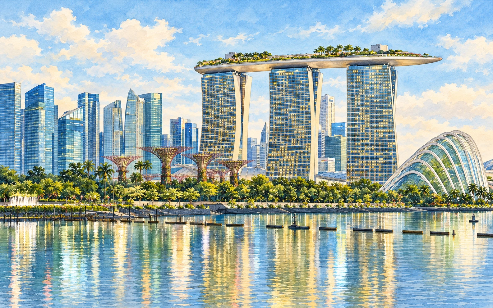 新加坡地标艺术插图