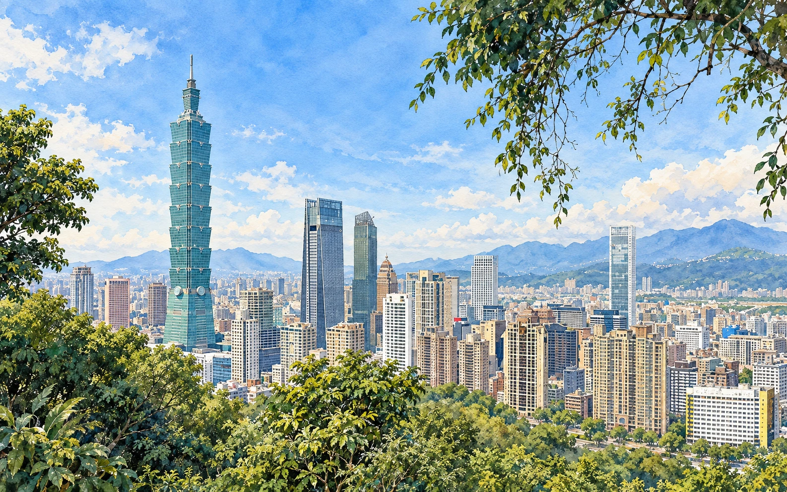 中国台湾地标艺术插图